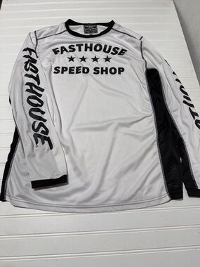 Fasthouse Speed Shop Men’s Long Sleeve Performance Jersey - White/Black